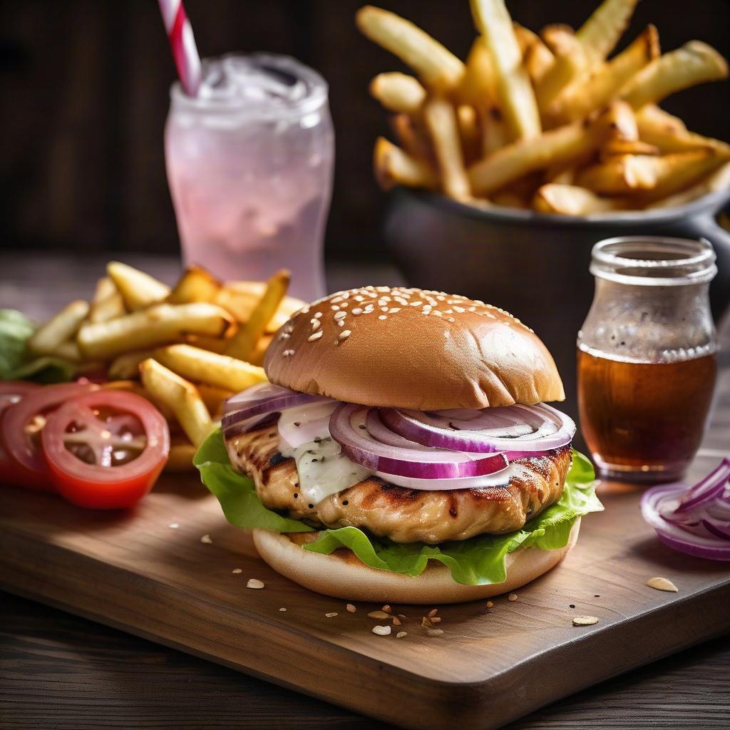 Chicken Burger + Fries + Pop