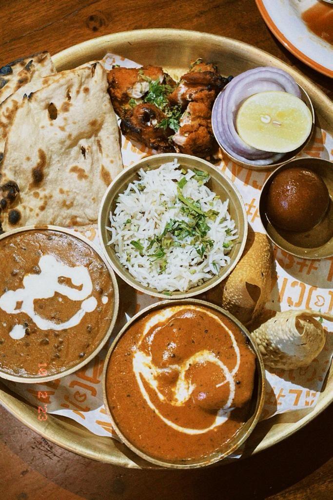 Any 2 Curries, Naan (2 pcs), Rice, Samosa (2 pcs), and Gulab Jamun (2 pcs)